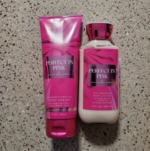 1 Bath & Body Works PERFECT IN PINK Body Cream 1 Nourishing Body Lotion
